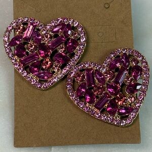 Pretty Pink and Hot Pink Heart Crystal Earrings Perfect for Valentines Day 🩷❤️
